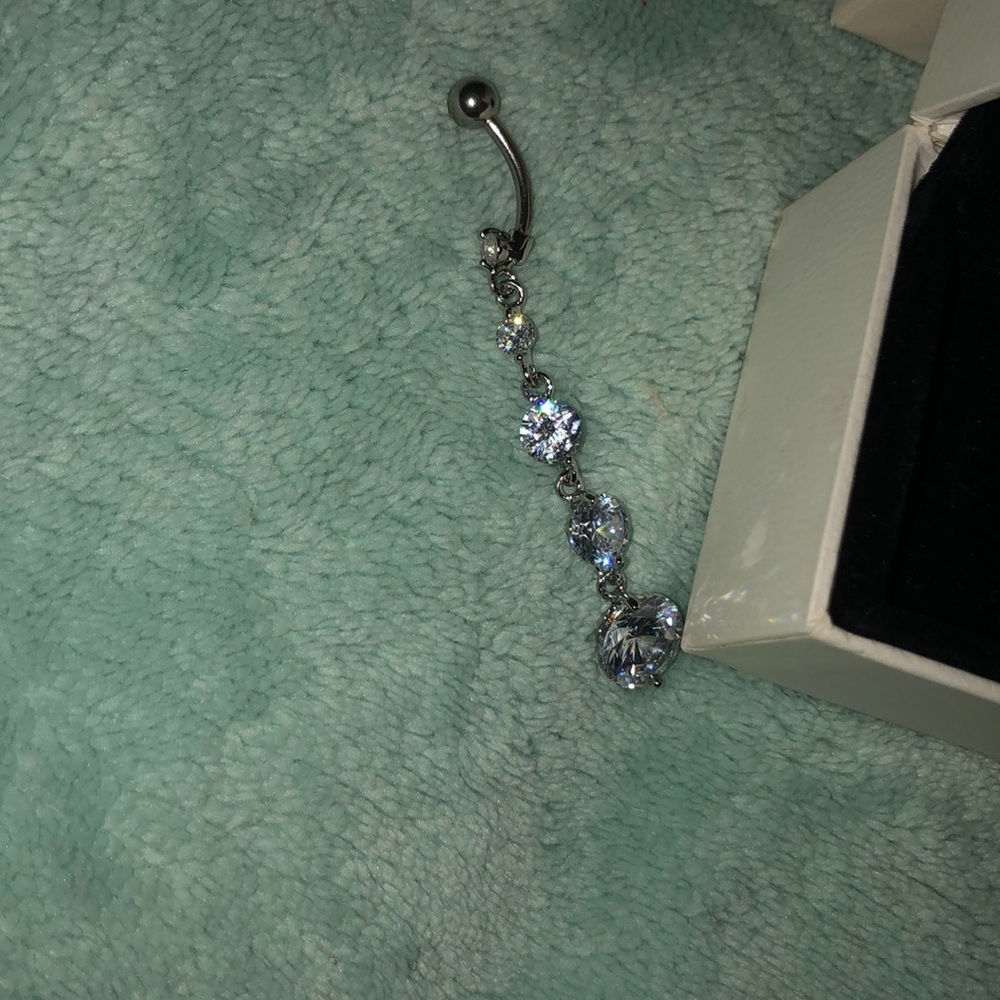 NEW Sterling Silver Crystal Belly Ring